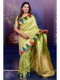 SGF11 - Light Green Kanjivaram Pure Soft Silk Saree with Unstitched Blouse