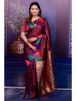 SGF11 - Maroon Kanjivaram Pure Soft Silk Saree with Unstitched Blouse