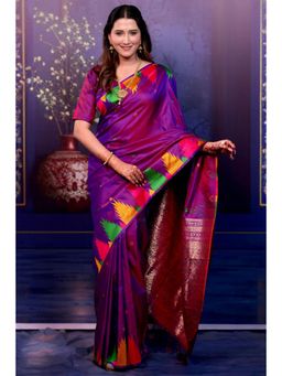 SGF11 - Purple Kanjivaram Pure Soft Silk Saree with Unstitched Blouse