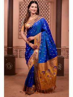 SGF11 - Royal Blue Kanjivaram Silk Saree with Unstitched Blouse