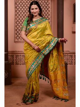 SGF11 - Yellow Kanjivaram Silk Saree with Unstitched Blouse