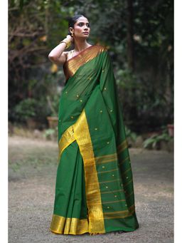 Unnati Silks - Green Pavani Chettinad Saree with Unstitched Blouse
