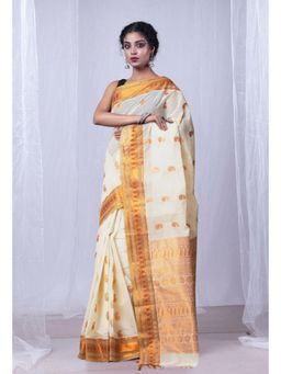 Unnati Silks - Beige Pavani Kanchi Saree with Unstitched Blouse
