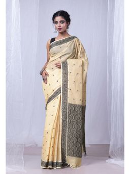 Unnati Silks - Cream Pavani Chettinad Saree with Unstitched Blouse
