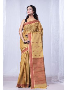 Unnati Silks - Cream Pavani Chettinad Saree with Unstitched Blouse