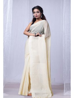 Unnati Silks - Off White Pavani Chettinad Saree with Unstitched Blouse