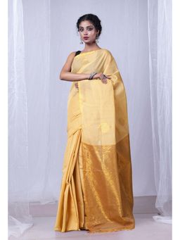 Unnati Silks - Cream Pavani Chettinad Saree with Unstitched Blouse