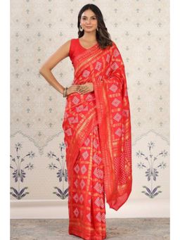 SGF11 - Red Soft Silk Saree with Unstitched Blouse