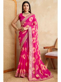 SGF11 - Pink Heavy Georgette Saree with Unstitched Blouse