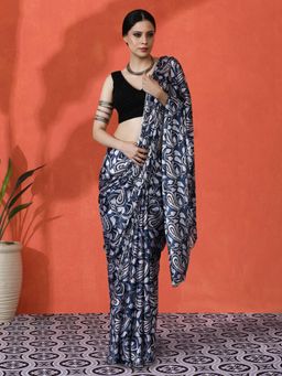 Lush Glam - Elegant Chinon Mirror Border Shine In Every Occasion Saree with Unstitched Blouse