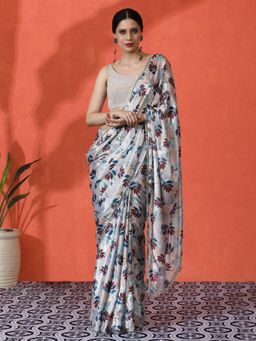 Lush Glam - Chinon Mirror Border Radiant Ethnic Appeal Saree with Unstitched Blouse