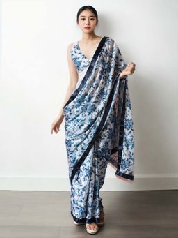 Lush Glam - Elegant Chinon Ready To Wear Saree with Unstitched Blouse