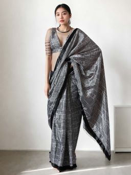Lush Glam - Ready To Wear Chinon Saree Lightweight Drape Saree with Unstitched Blouse