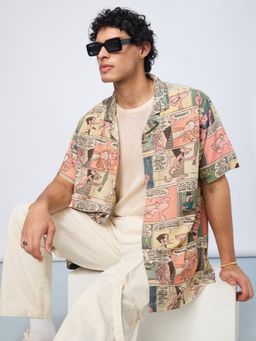 The Souled Store - Official Pink Panther: Comics Oversized Multi-Color Shirt