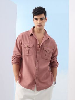The Souled Store - Pink Linen Shirt: Rose Garden
