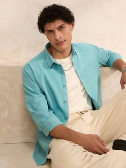 The Souled Store - Turquoise Supima Shirt