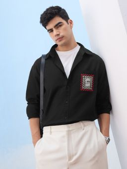 The Souled Store - Originals: Men Black Relaxed Shirt