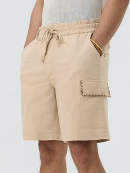 The Souled Store - Cream Solid Regular Fit Shorts