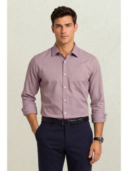 Louis Philippe - Men Mauve Classic Fit Solid Full Sleeves Formal Shirt