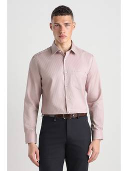 Van Heusen - Men Mauve Tailored Fit Solid Full Sleeves Party Shirt