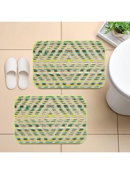 Saral Home - Diamond Microfiber Anti-Skid Bath Mats Combo Green (Pack Of 2)