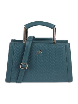 Metro - Solid Green Casual Satchel with Detachable Sling