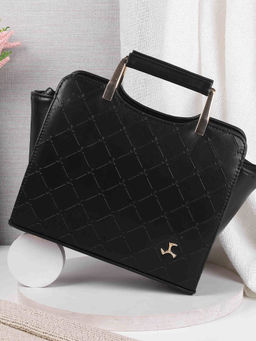 Mochi - Women Casual Black Satchel Bag with Detachable Sling