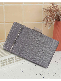 Mochi - Women Party Grey Clutche with Detachable Sling