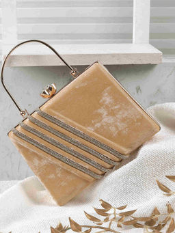 Metro - Women Party Gold Clutche with Detachable Sling