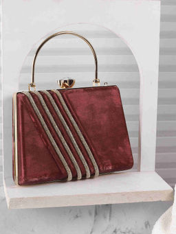 Metro - Women Party Maroon Clutche with Detachable Sling