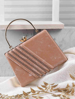 Metro - Women Party Rose Gold Clutche with Detachable Sling