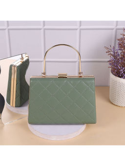 Metro - Textured Green Party Clutche with Detachable Sling