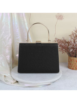Metro - Solid Black Party Clutche with Detachable Sling