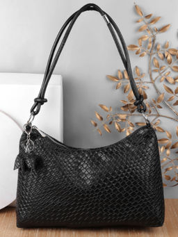 Mochi - Solid Black Casual Shoulder Bag