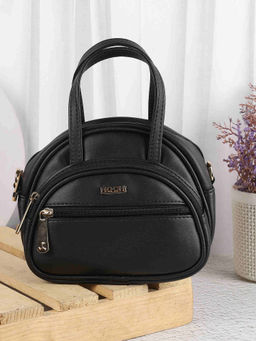 Mochi - Women Casual Black Hand Bag with Detachable Sling