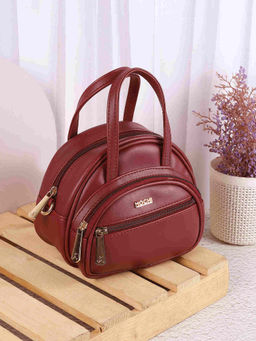 Mochi - Women Casual Maroon Hand Bag with Detachable Sling