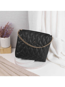 Mochi - Textured Black Casual Sling & Cross Bag