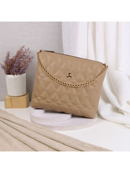 Mochi - Textured Beige Casual Sling & Cross Bag