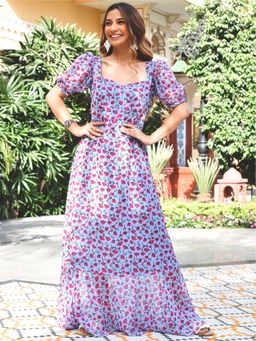 Lavanya The Label - Violet And Pink Printed Dress