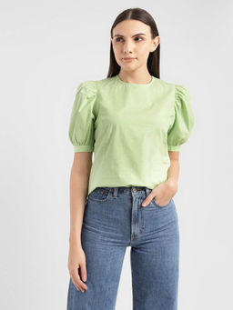 Levi's - Women's Polka Dot Green Round Neck Top
