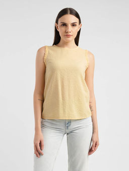 Levi's - Women's Solid Yellow Round Neck Top