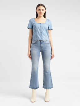 Levi's - Women's Solid Light Indigo Square Neck Baggy Top