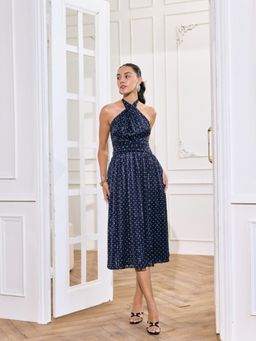 Style Island - Blue Suzanne Polka Dot Midi Dress