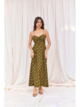 Urban Suburban - Green Polka Flared Maxi Dress