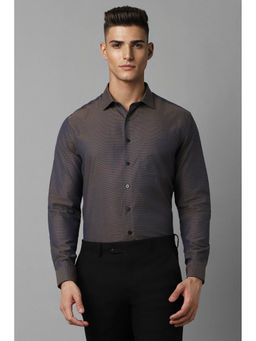 Louis Philippe - Men Brown Slim Fit Printed Full Sleeves Formal Shirt