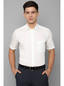 Louis Philippe - Men White Classic Fit Solid Half Sleeves Formal Shirt