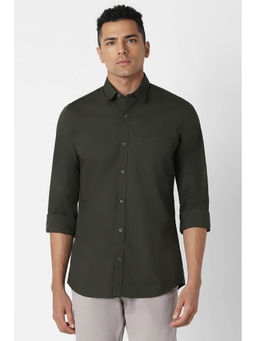Peter England - Men Olive Slim Fit Solid Shirt