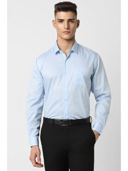 Peter England - Men Printed Blue Regular Fit Formal Shirt