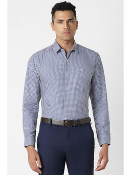 Peter England - Men Checks Blue Regular Fit Formal Shirt
