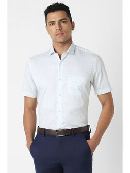 Peter England - Men Printed Blue Regular Formal Shirt